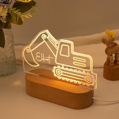 Personalised Tractor Night Light,Nursery Decor,Kids Gift,Night Light,Children's Night Light,Digger Light,Tractor Light,Baby Christmas Gifts