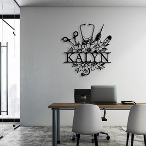 Personalized Nurse Metal Sign, Nurse Mother Gift, Custom Nurse Name Wall Decor, LPN Gifts, Custom Doctor Name Decor, Stethoscope Wall Decor