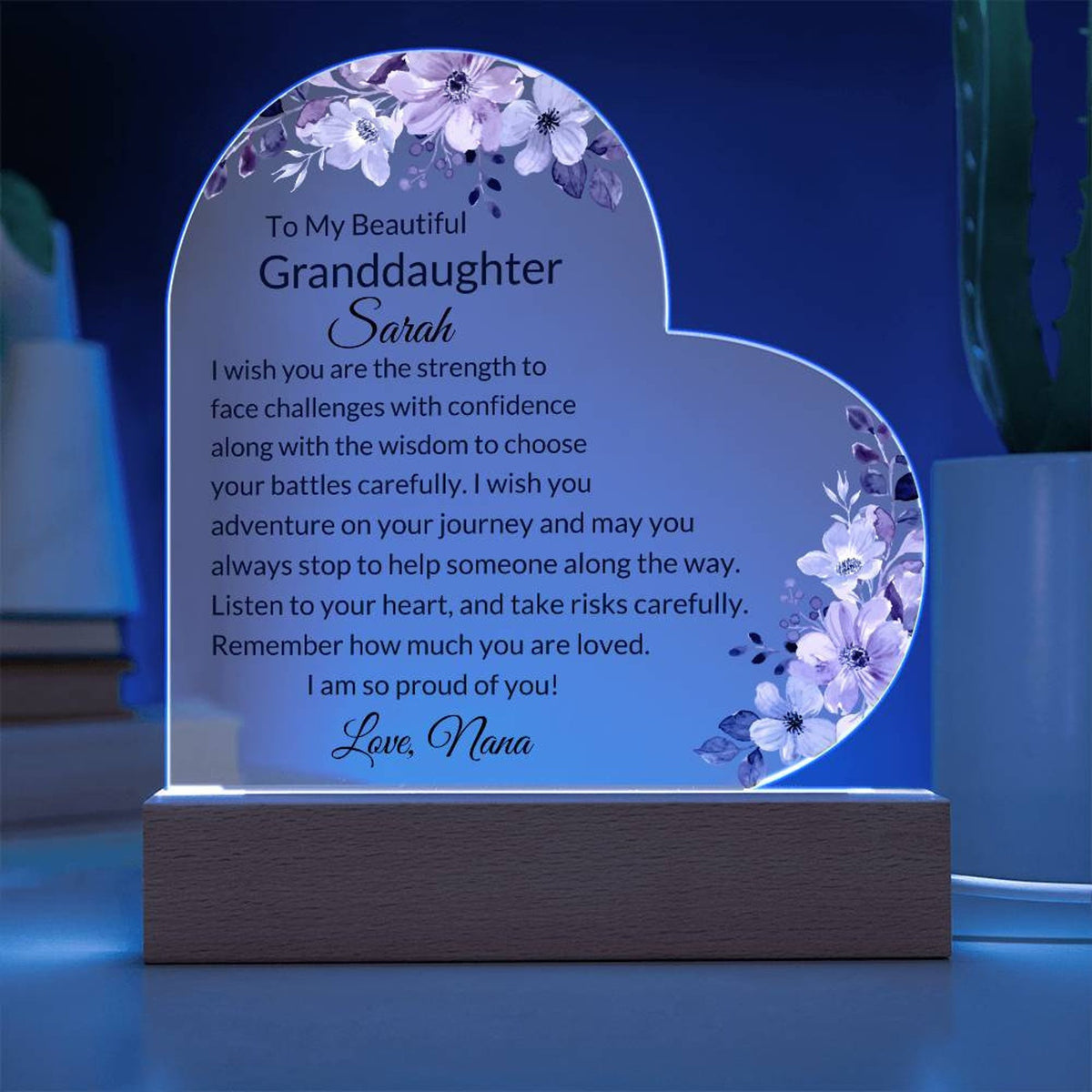 Custom Acrylic Heart Plaque for Granddaughter, Birthday Gift from Nana, Granddaughter from Grandma, Granddaughter Graduation Gifts for Teen