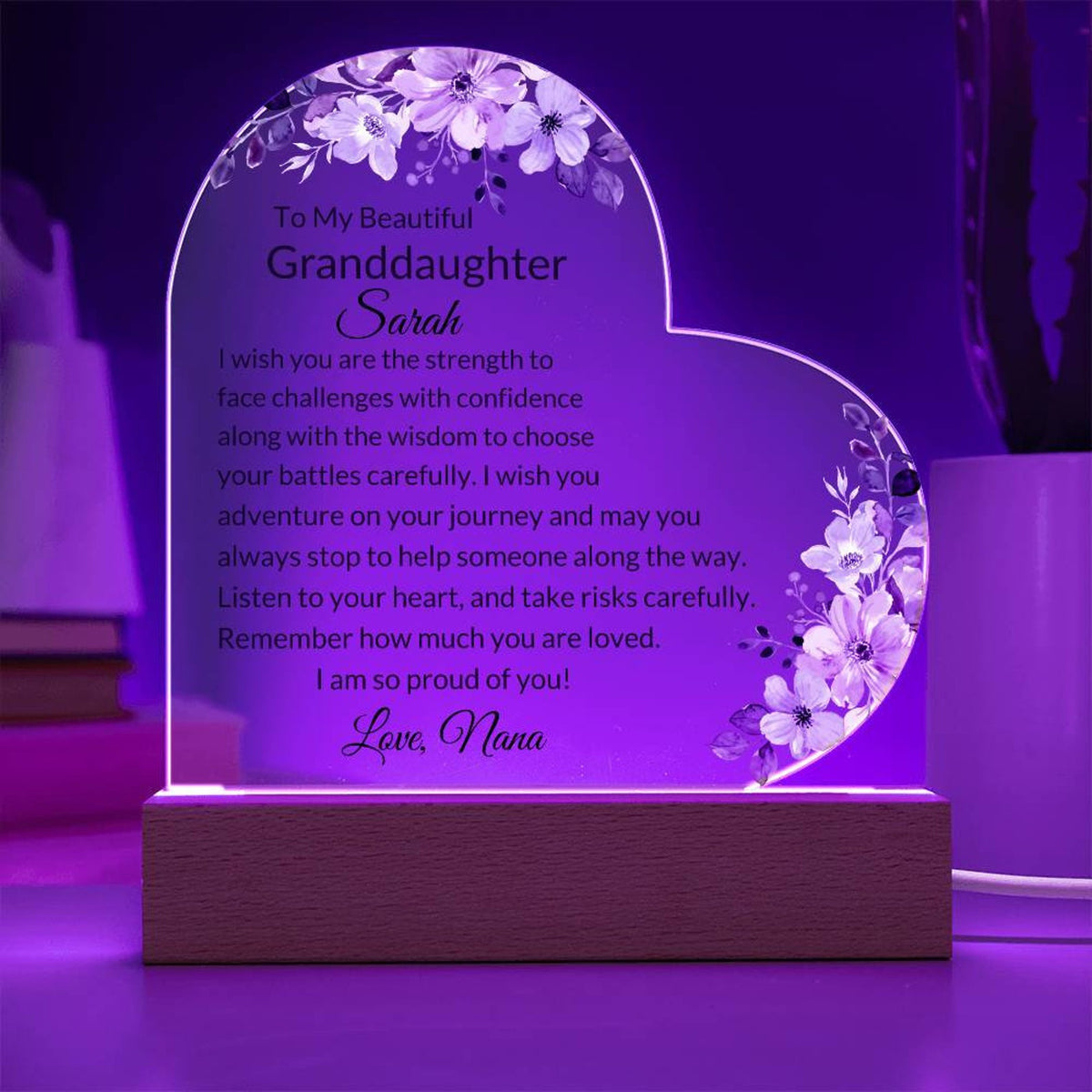 Custom Acrylic Heart Plaque for Granddaughter, Birthday Gift from Nana, Granddaughter from Grandma, Granddaughter Graduation Gifts for Teen