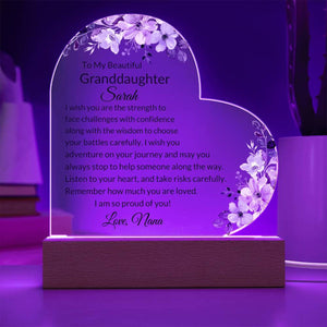 Custom Acrylic Heart Plaque for Granddaughter, Birthday Gift from Nana, Granddaughter from Grandma, Granddaughter Graduation Gifts for Teen
