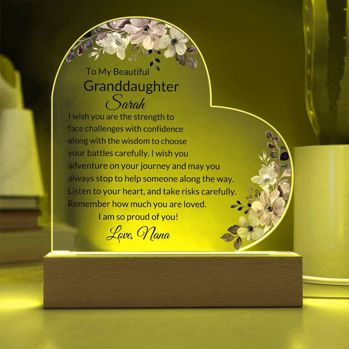 Custom Acrylic Heart Plaque for Granddaughter, Birthday Gift from Nana, Granddaughter from Grandma, Granddaughter Graduation Gifts for Teen
