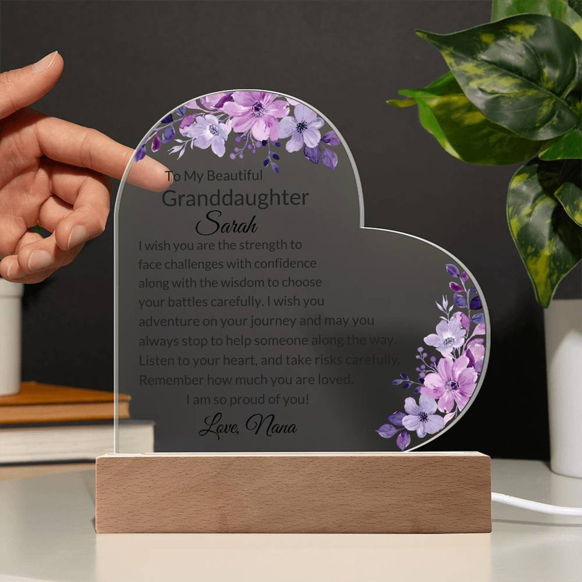 Custom Acrylic Heart Plaque for Granddaughter, Birthday Gift from Nana, Granddaughter from Grandma, Granddaughter Graduation Gifts for Teen