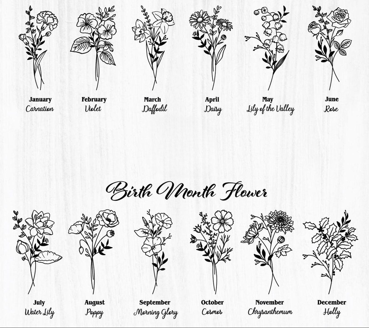 Customized Birth Flowers With Name Whiskey Glass, Bridesmaid Proposal Whiskey Glasses, Custom Drinkware For Her Whiskey Glass,Birthday Gifts