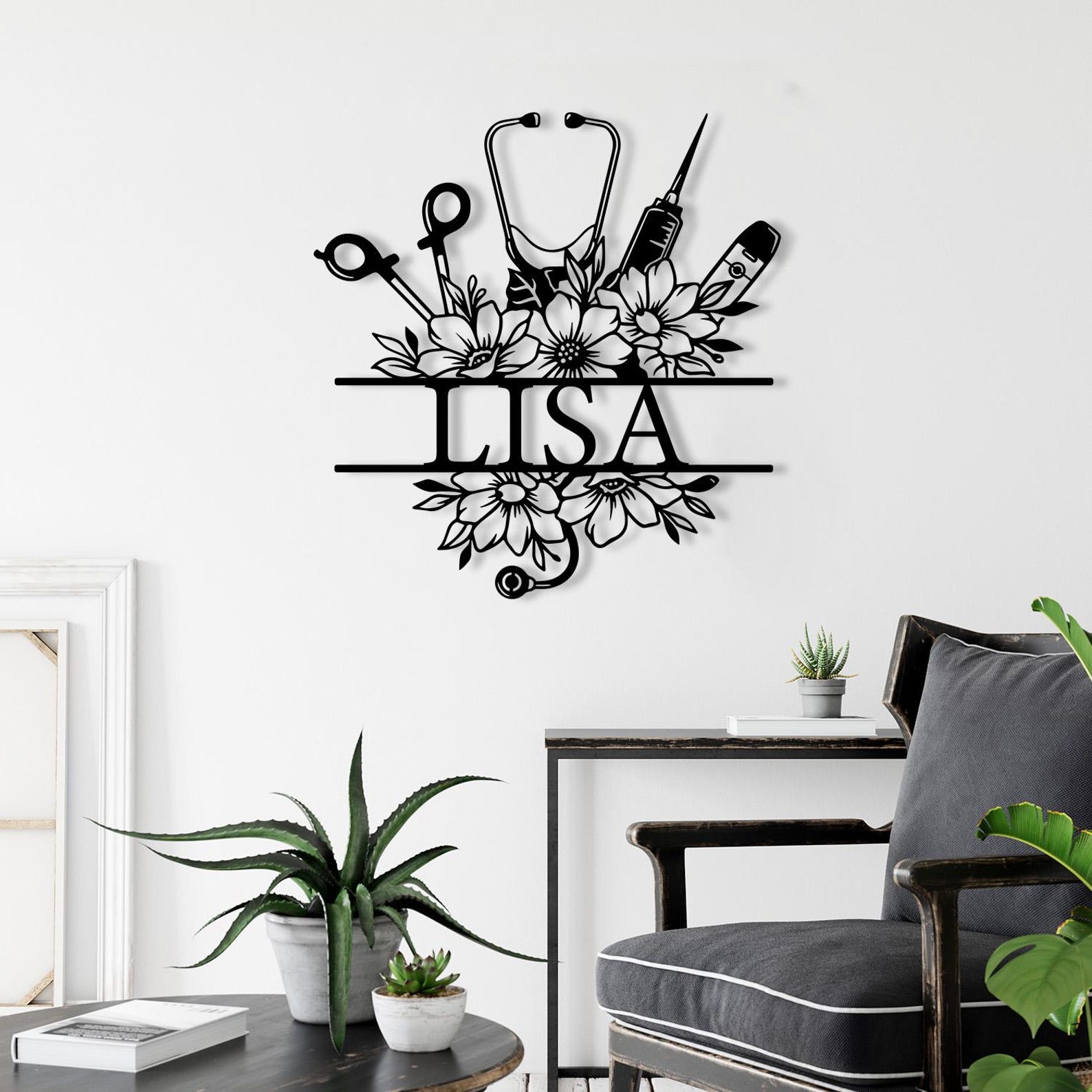 Personalized Nurse Metal Sign, Nurse Mother Gift, Custom Nurse Name Wall Decor, LPN Gifts, Custom Doctor Name Decor, Stethoscope Wall Decor