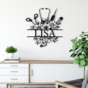 Personalized Nurse Metal Sign, Nurse Mother Gift, Custom Nurse Name Wall Decor, LPN Gifts, Custom Doctor Name Decor, Stethoscope Wall Decor