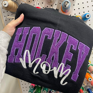 Volleyball Mom Or Custom Title Glitter Applique Embroidered Sweatshirt