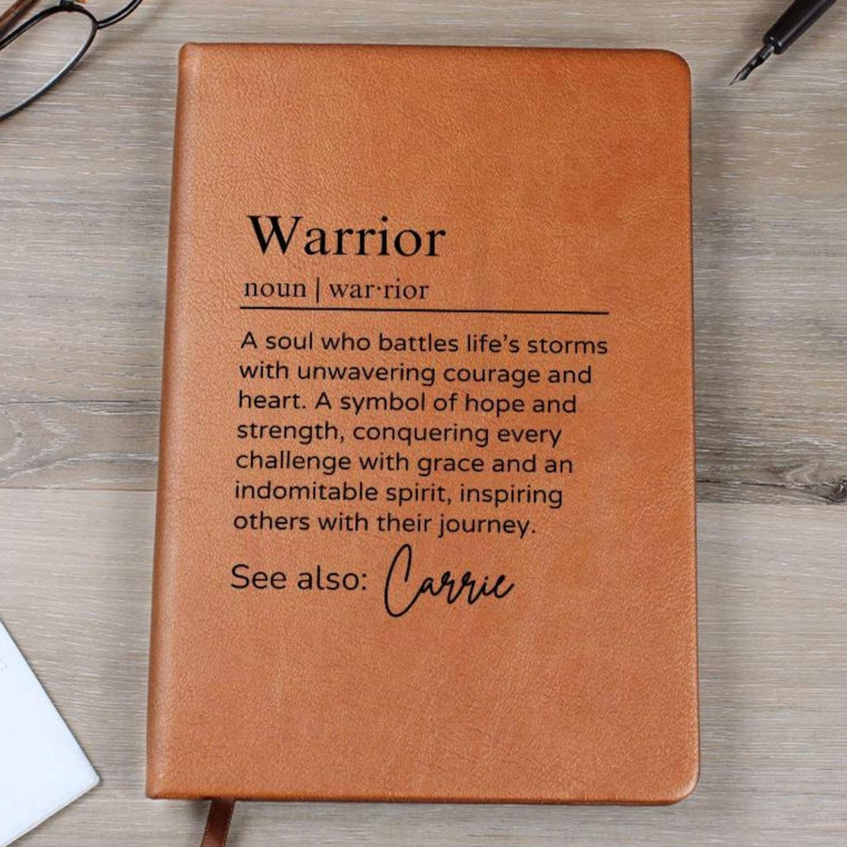 Personalized Warrior Journal, Custom Warrior Definition Journal, Cancer Recovery Gift, Encouragement Gift, Sobriety Anniversary