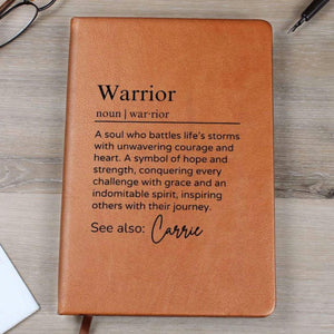 Personalized Warrior Journal, Custom Warrior Definition Journal, Cancer Recovery Gift, Encouragement Gift, Sobriety Anniversary