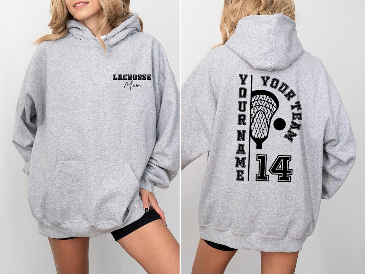 Custom Lacrosse Sweatshirt, Lacrosse Mom Hoodie, Lacrosse Sister Sweatshirt, Personalized Lacrosse Long Sleeve Shirts, Lacrosse Dad Gifts