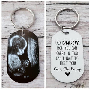 Personalized Ultrasound Keychain,Daddy Carry Me Too Gift, Bump keyring,Dad to be Gift, Sonogram Dad Birthday Gift from Bump, Baby Scan Gift