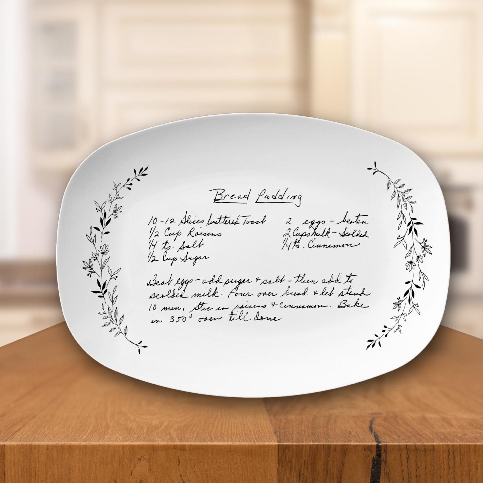 Custom Handwriting Recipe Platter, Floral Gift, Handwritten Recipe Gift, Personalized Platter, Grandma Family Recipe Keepsake, Christmas