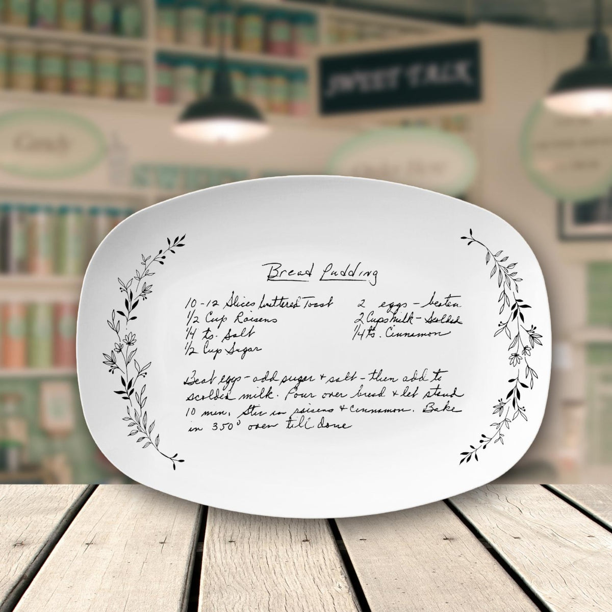 Custom Handwriting Recipe Platter, Floral Gift, Handwritten Recipe Gift, Personalized Platter, Grandma Family Recipe Keepsake, Christmas
