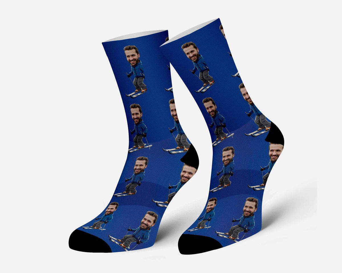 Custom Ski Socks, Personalized Face Socks, Ski Gifts, Funny Face Socks, Gifts for Skiers Socks for Him, Socks with face, Skiing Gifts