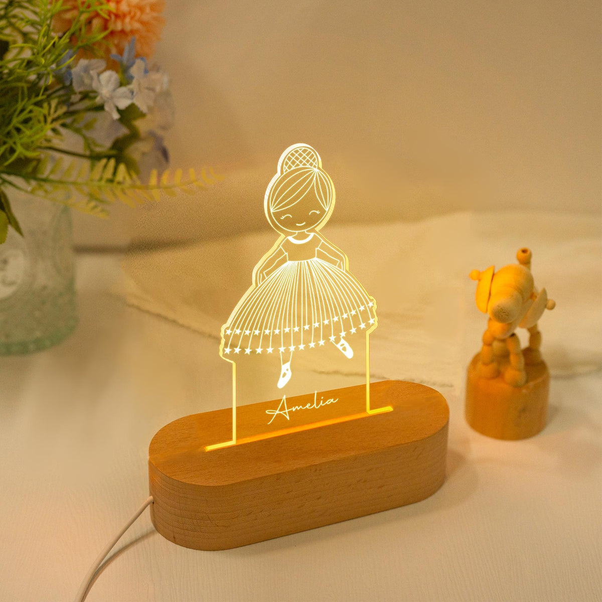 Personalized Ballerina Girl with Name,Custom Night Light with Name,Nursery Room Lamp,Christening Gift,Ballet Gift,Birthday Gift for Her