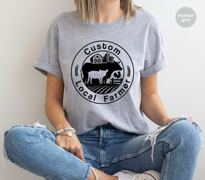 Custom Farm Shirt, Farm Animals Outfit, Personalized Gifts, Local Farmer Clothing, Customized Tshirt, Gift for Her, Shirts for Women