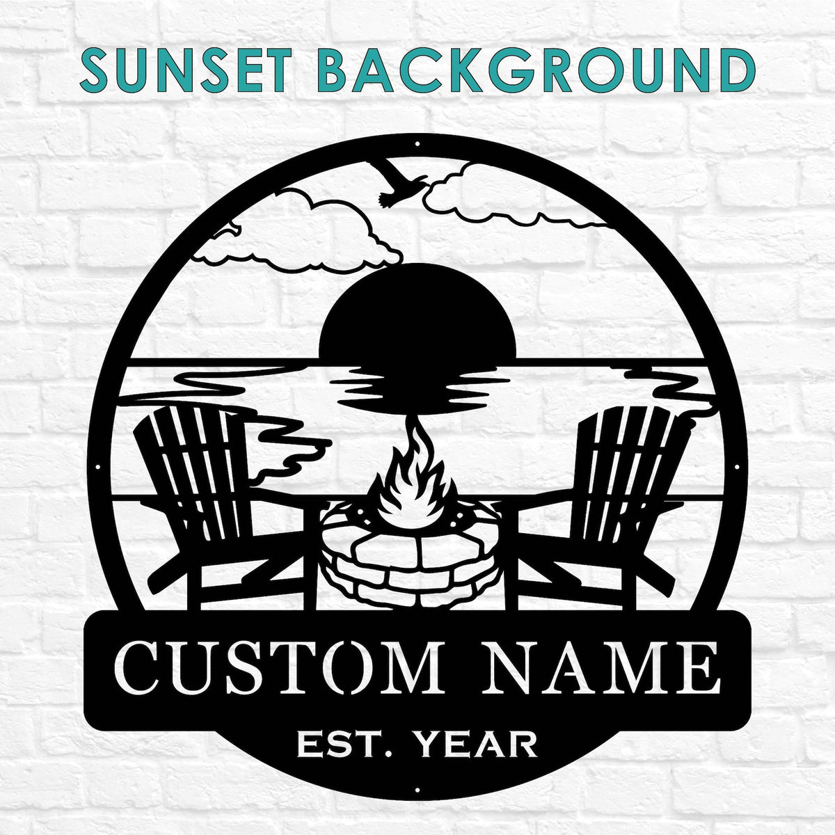 Custom Beach Campfire Sign | Sunset Beach Nautical Decor, Personalized Camping Gifts, Outdoor Decor Cabin Sign, Campsite Sign, Coastal Decor