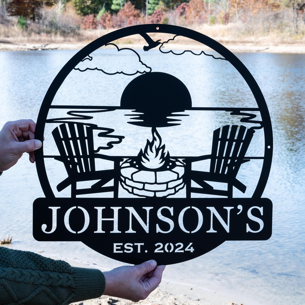 Custom Beach Campfire Sign | Sunset Beach Nautical Decor, Personalized Camping Gifts, Outdoor Decor Cabin Sign, Campsite Sign, Coastal Decor