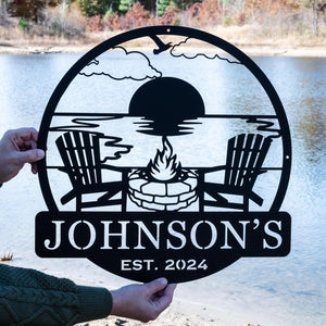Custom Beach Campfire Sign | Sunset Beach Nautical Decor, Personalized Camping Gifts, Outdoor Decor Cabin Sign, Campsite Sign, Coastal Decor