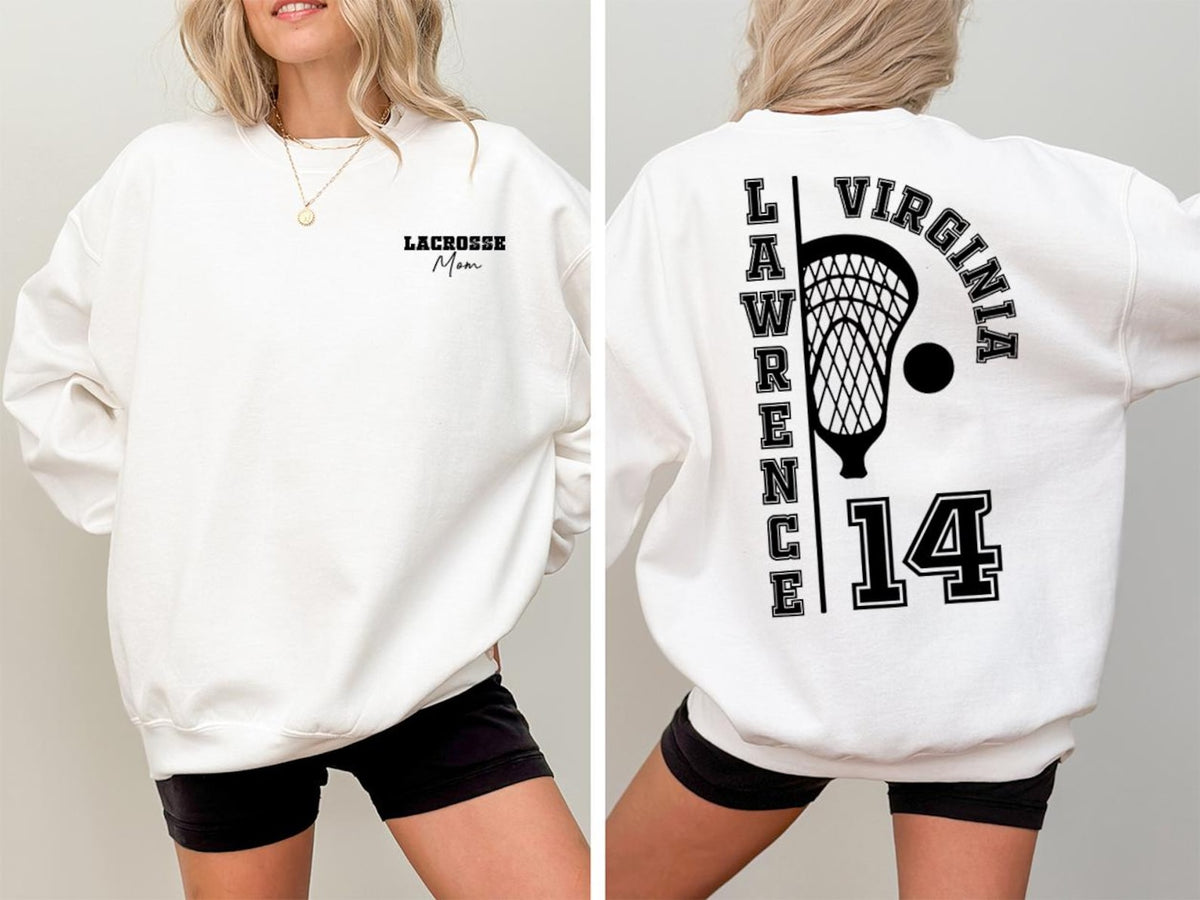Custom Lacrosse Sweatshirt, Lacrosse Mom Hoodie, Lacrosse Sister Sweatshirt, Personalized Lacrosse Long Sleeve Shirts, Lacrosse Dad Gifts