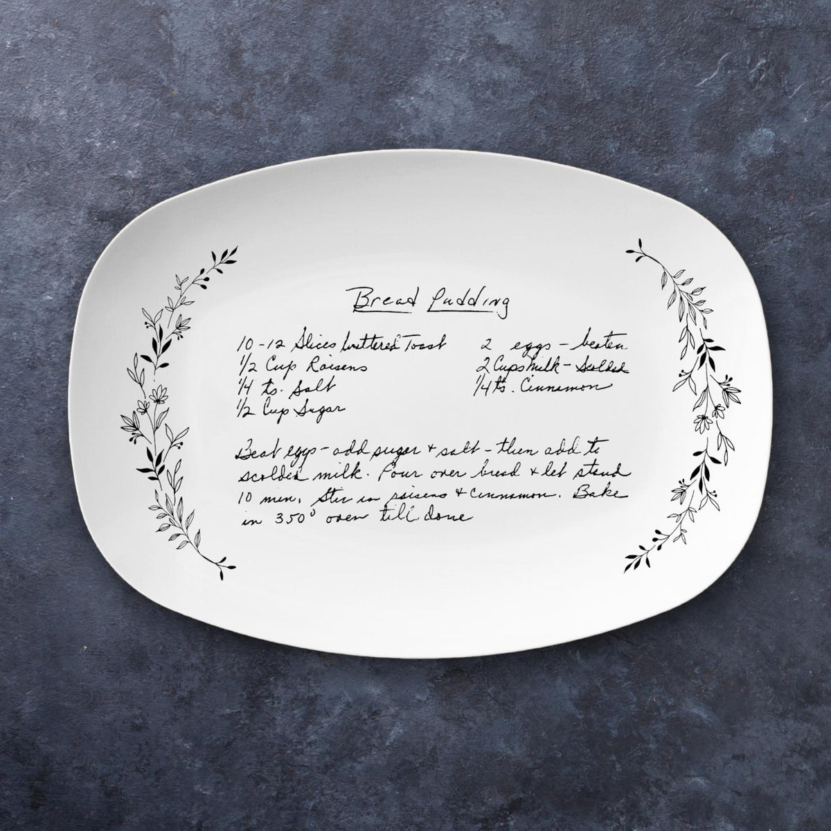 Custom Handwriting Recipe Platter, Floral Gift, Handwritten Recipe Gift, Personalized Platter, Grandma Family Recipe Keepsake, Christmas