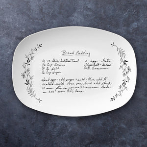 Custom Handwriting Recipe Platter, Floral Gift, Handwritten Recipe Gift, Personalized Platter, Grandma Family Recipe Keepsake, Christmas