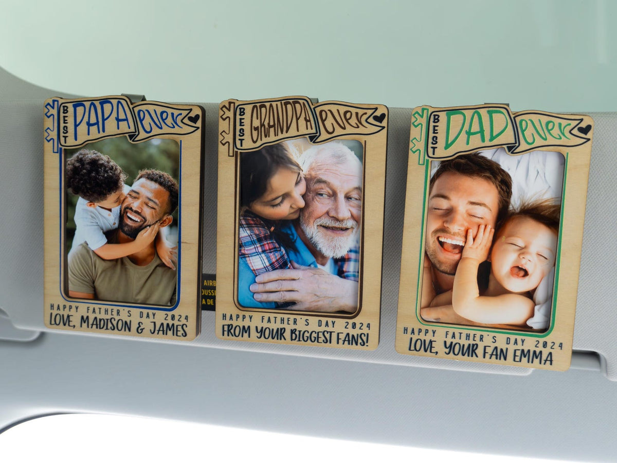 Photo Car Visor Clip, Photo Gifts for Dad, Personalized Picture Frame, Fathers Day Gift for Dad, Drive Safe, Papa Gift