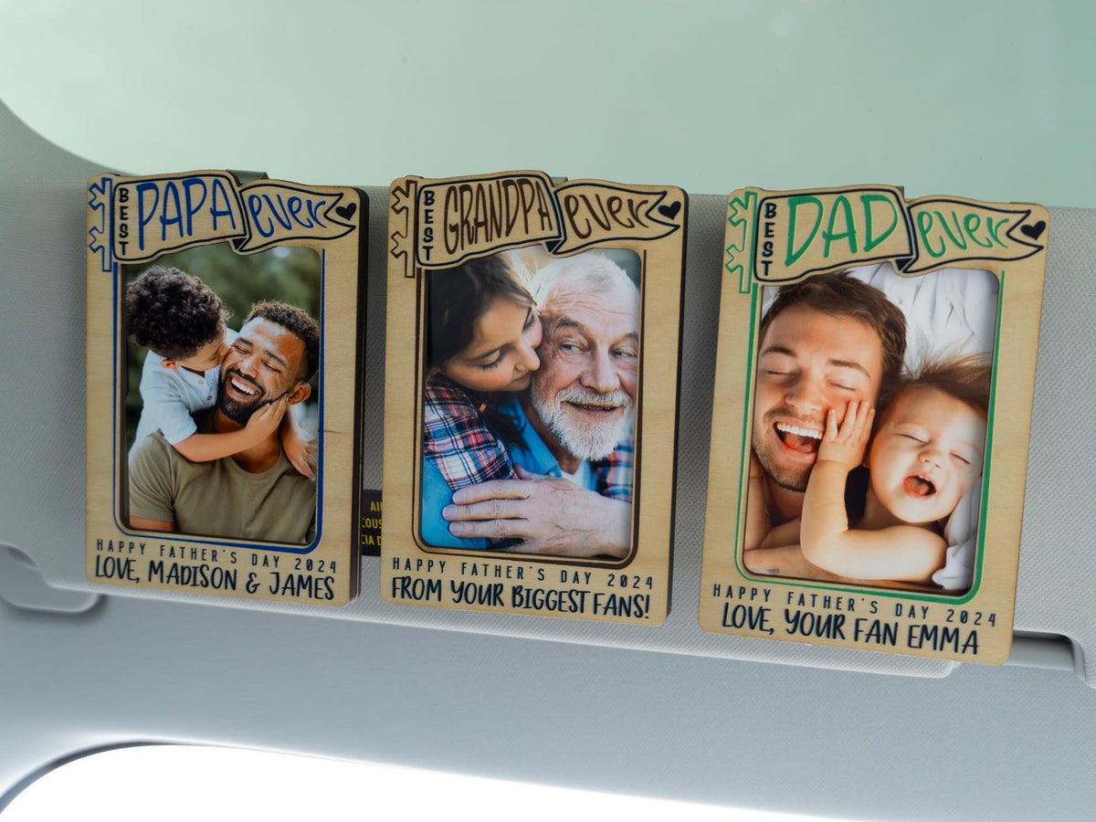 Photo Car Visor Clip, Photo Gifts for Dad, Personalized Picture Frame, Fathers Day Gift for Dad, Drive Safe, Papa Gift