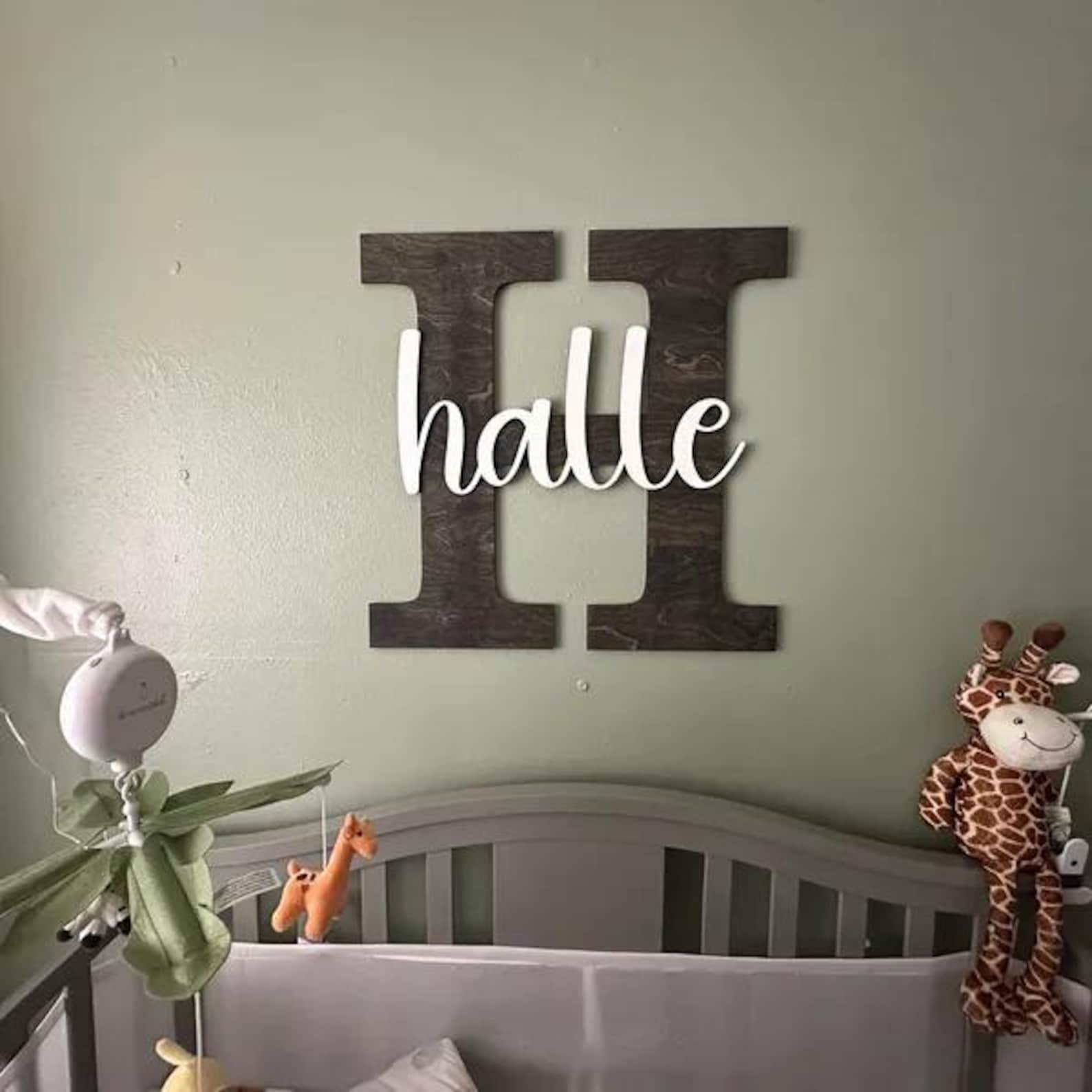 Custom Initials Sign, Wooden Wall Name Sign for Wall, Letter Capitalized Name Sign, Door Sign, Modern Name Sign