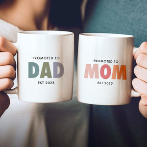 Pregnancy Announcement Grandparent Mug Set, Promoted from Parents to Grandparents, Personalized Gift for New Grandma Grandpa Mug Set