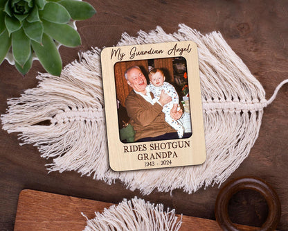 Father's Day Gift Memorial Visor Clip, Custom Photo Visor Clip, My Guardian Angel Rides Shotgun Visor Clip, Grandpa Memorial Gift