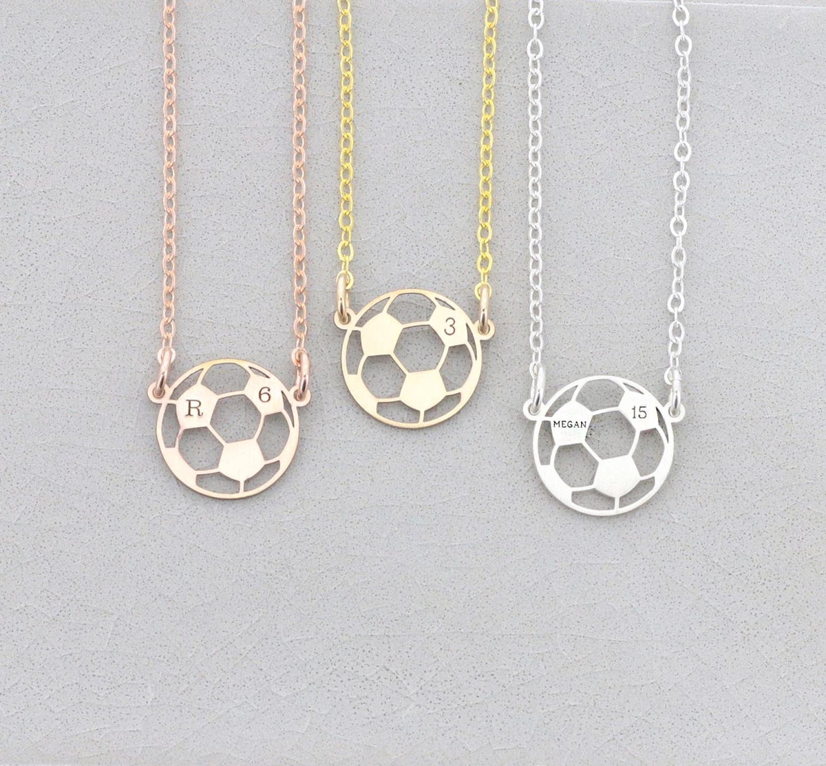 Personalized Soccer Necklace Dainty Sports Charm Girls Team Gift Soccer Coach Custom Initial Number Player Season Varsity Jewelry