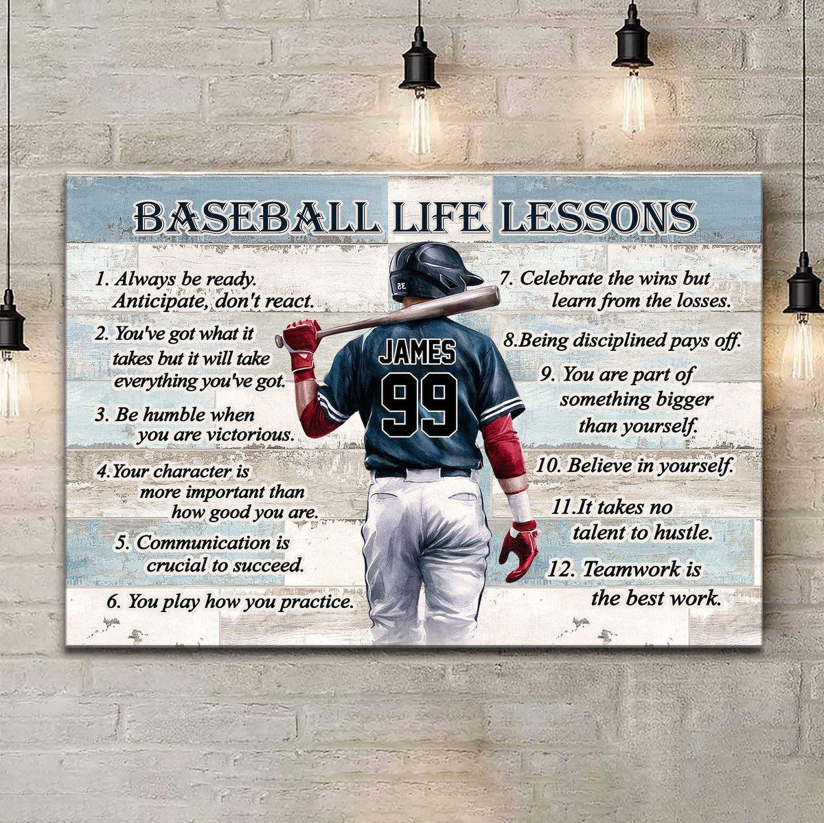 Baseball Life Lessons Custom Canvas - Personalized Motivational Sports Art for Players and Fans