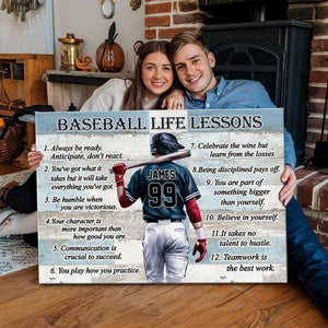 Baseball Life Lessons Custom Canvas - Personalized Motivational Sports Art for Players and Fans