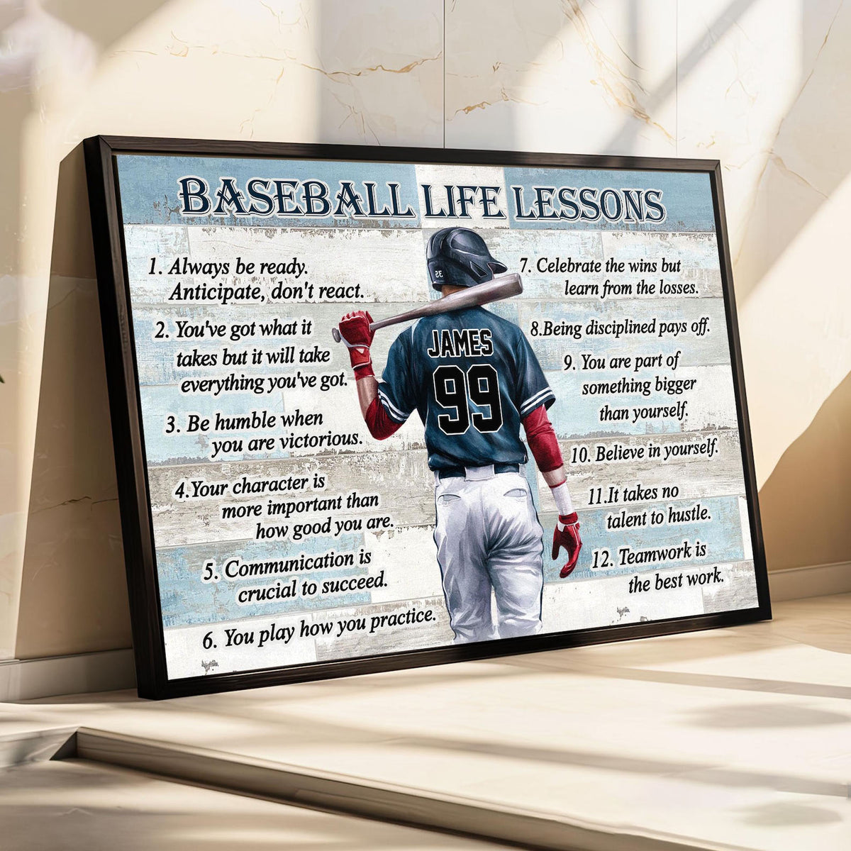 Baseball Life Lessons Custom Canvas - Personalized Motivational Sports Art for Players and Fans