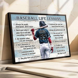 Baseball Life Lessons Custom Canvas - Personalized Motivational Sports Art for Players and Fans