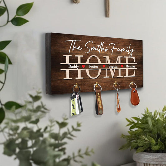 Personalized Family Name Key Holder, Key Holder for Wall, Key Hanger, Key Hook, New Home Family Gift, Housewarming Gift