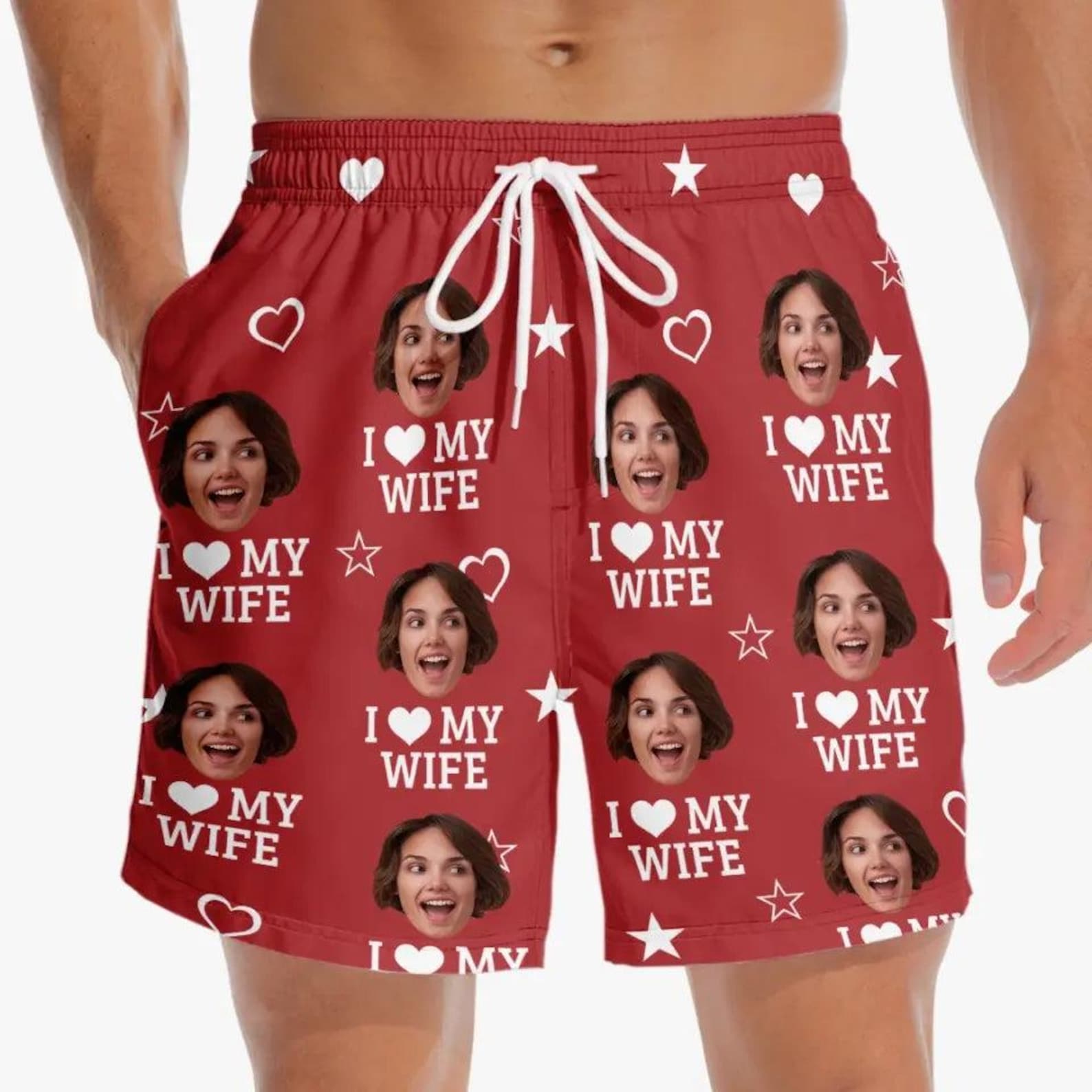 Funny Personalized Hawaiian Aloha Beach Shorts - Custom Photo Tropical Men s Summer Gift, Birthday Present, Vacation Outfit for Husband