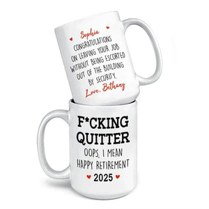 Personalized Retirement 2025 Coffee Mug, Happy Retirement Cup, Custom Retirement Gift For Boss Co Worker, Officially Retired Cup For Her