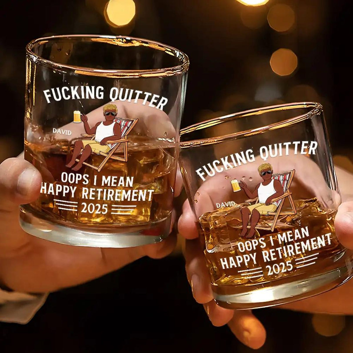 Oops I Mean Happy Retirement Personalized Whiskey Glass, Retirement Whiskey Glasses, Funny Retirement Cocktail Glass, Custom Gifts 2025