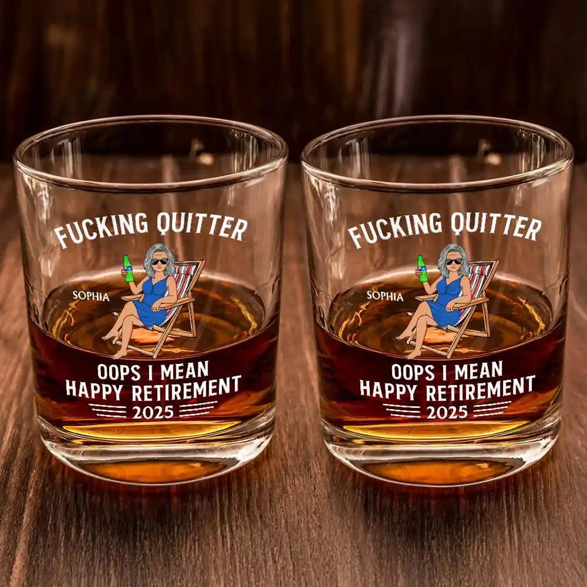 Oops I Mean Happy Retirement Personalized Whiskey Glass, Retirement Whiskey Glasses, Funny Retirement Cocktail Glass, Custom Gifts 2025