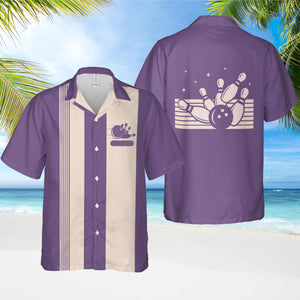 Personalized Retro Bowling Hawaiian Shirt, Custom Name Button Down Shirt, Matching Bowling Team Shirt, Bowling Lover Gift, Bowler Shirts