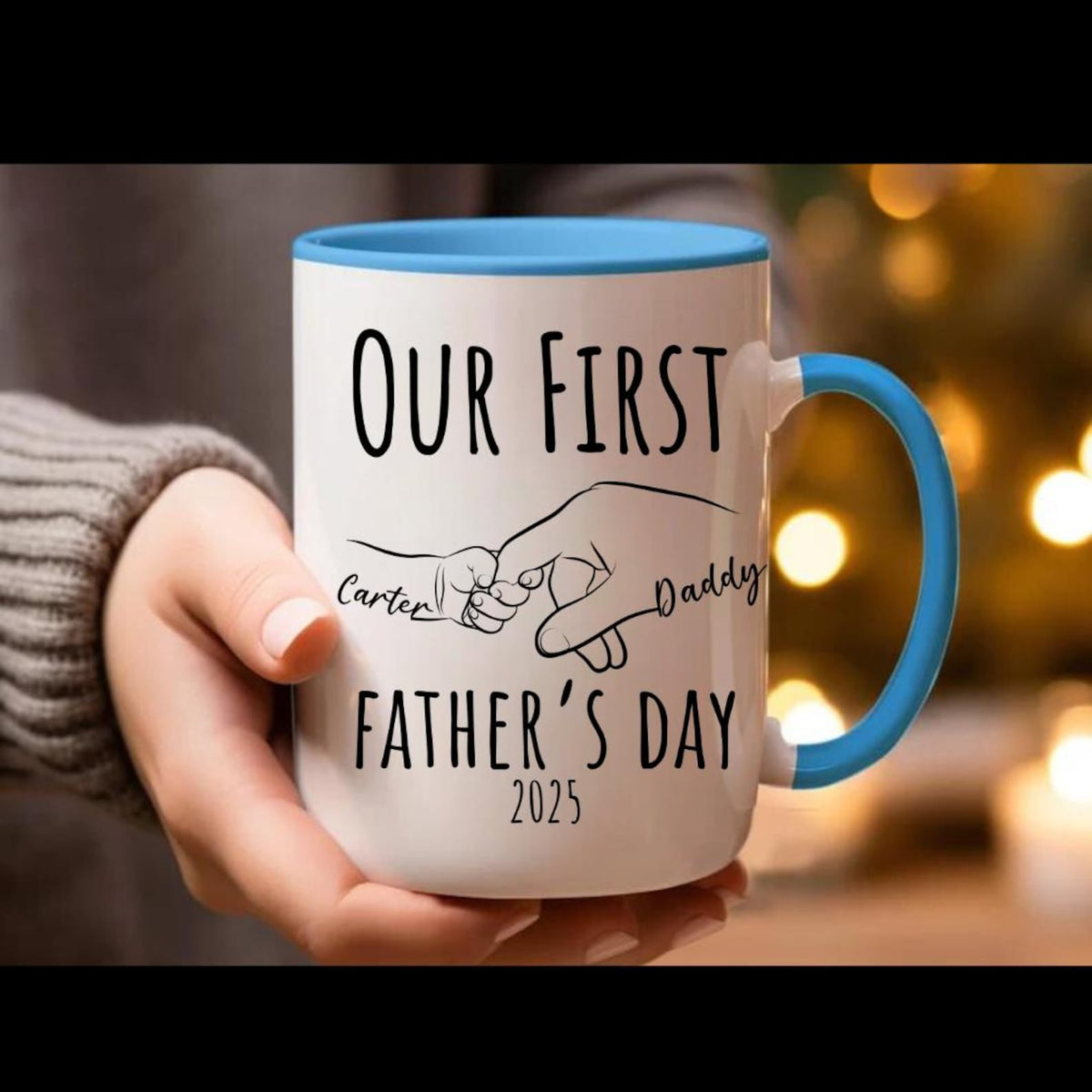 Happy First Fathers Day Mug, Personalized New Dad Mug, 1st Time Daddy Cup, Photo Mug For First Time Dad, Father And Baby Photo Mug