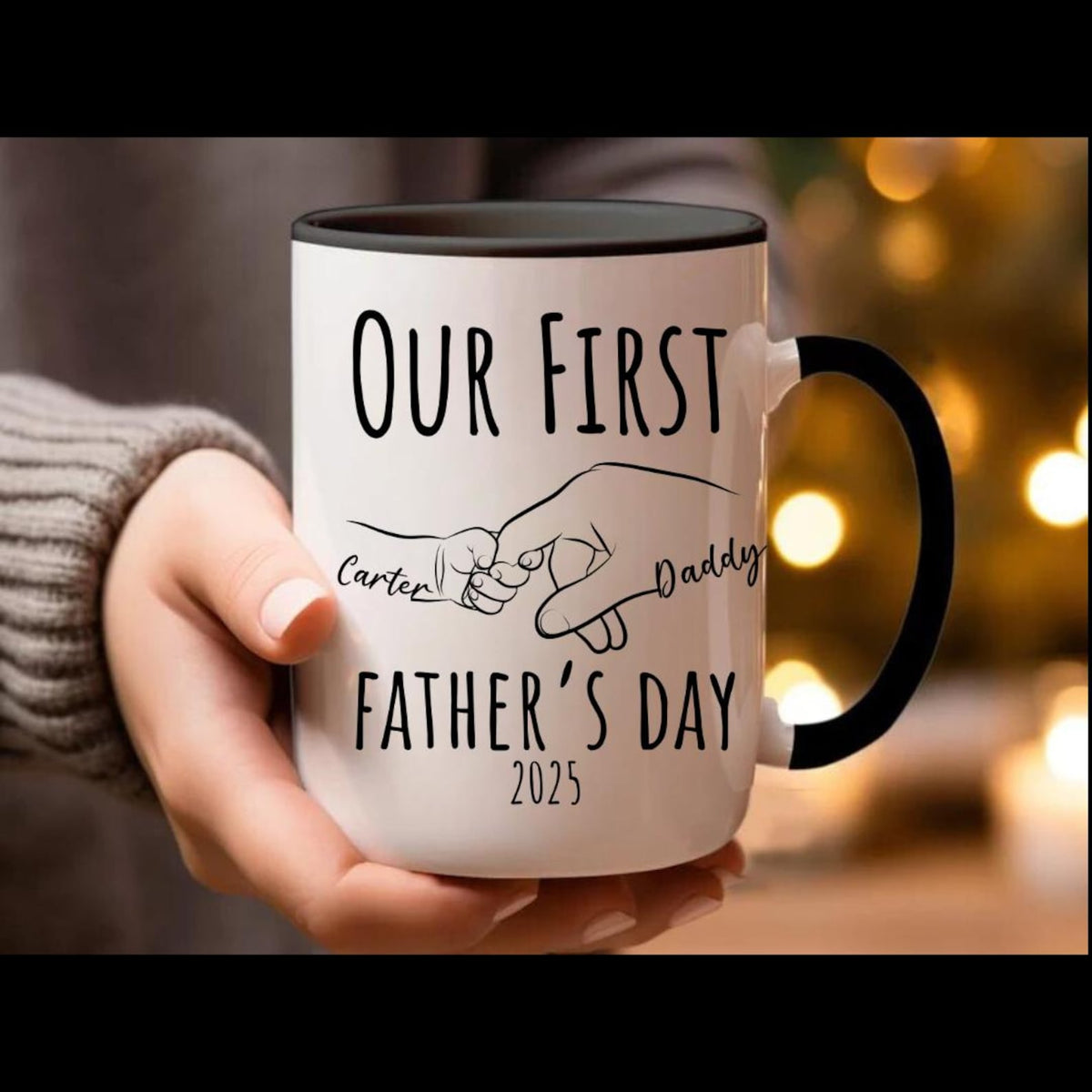 Happy First Fathers Day Mug, Personalized New Dad Mug, 1st Time Daddy Cup, Photo Mug For First Time Dad, Father And Baby Photo Mug