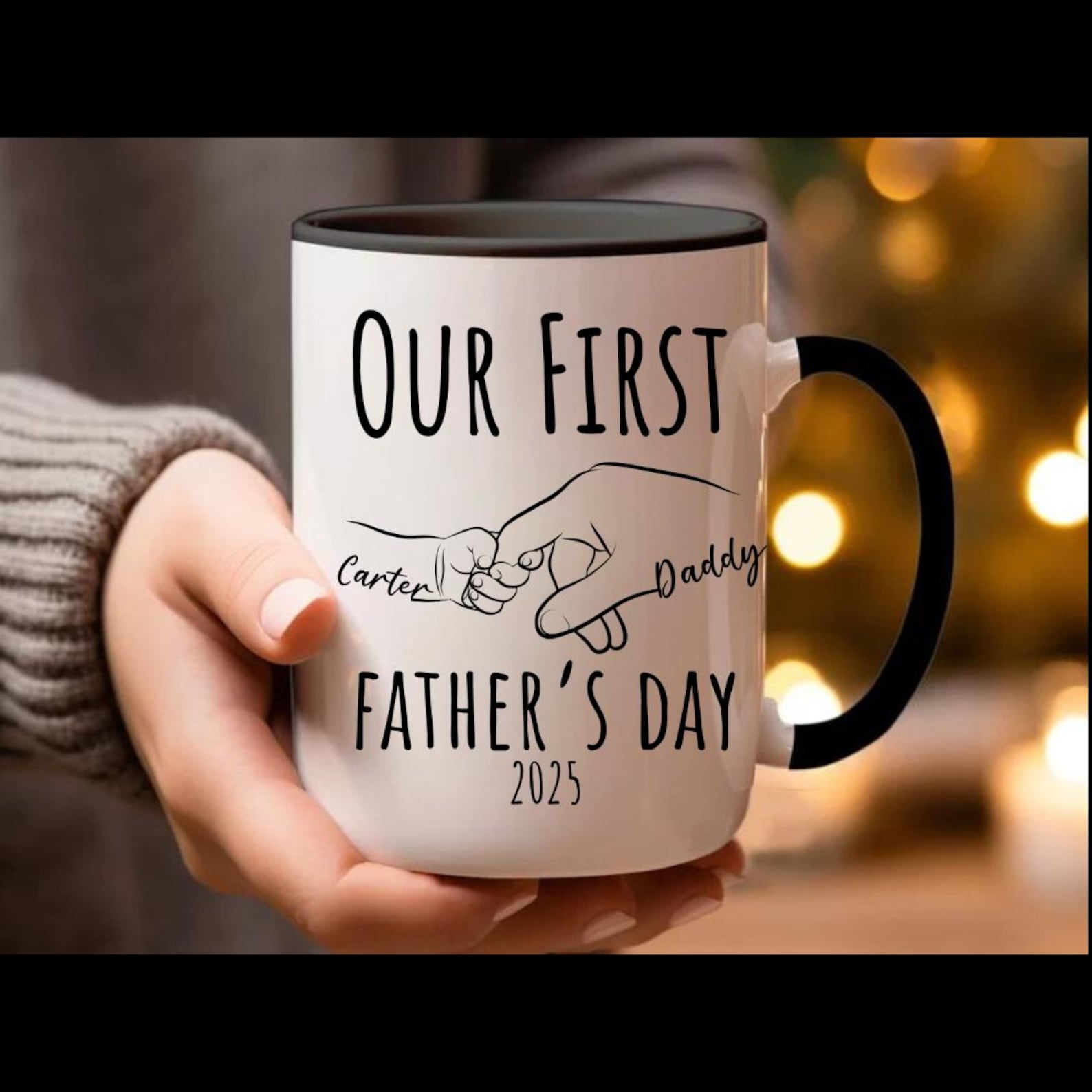 Happy First Fathers Day Mug, Personalized New Dad Mug, 1st Time Daddy Cup, Photo Mug For First Time Dad, Father And Baby Photo Mug