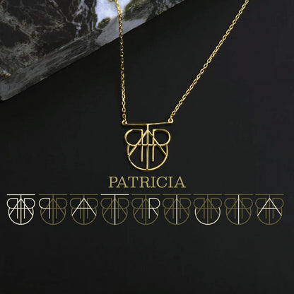 Graduation Gift Name Necklace, Custom Name Initials Monogram Name Necklace, Geometric Name Necklace Hidden Message Pendant