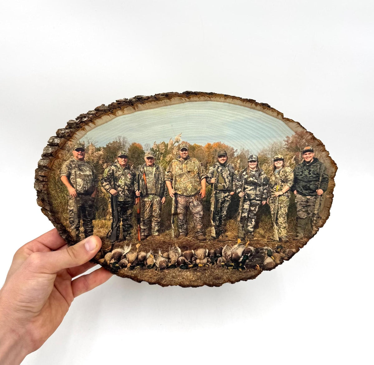 Personalized Wood Photo Hunting Art Sign Duck Hunter Gift Custom Printed Cabin Gift Print on Wood Picture Frame Wall Art Fathers Day Gift