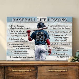 Baseball Life Lessons Custom Canvas - Personalized Motivational Sports Art for Players and Fans