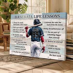 Baseball Life Lessons Custom Canvas - Personalized Motivational Sports Art for Players and Fans