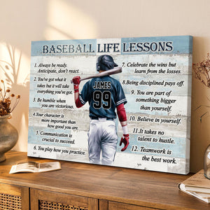 Baseball Life Lessons Custom Canvas - Personalized Motivational Sports Art for Players and Fans